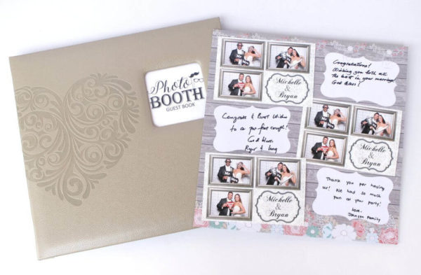 Tan photo booth scrapbook and paper